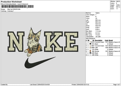 Nike Cat 2204 Embroidery File 6 sizes