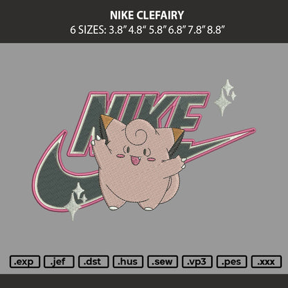 Nike Clefairy Embroidery Machine Design File 6 sizes