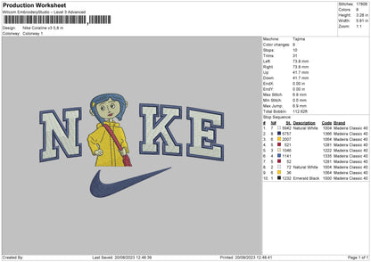 Nike Caroline V3 Embroidery File 6 sizes