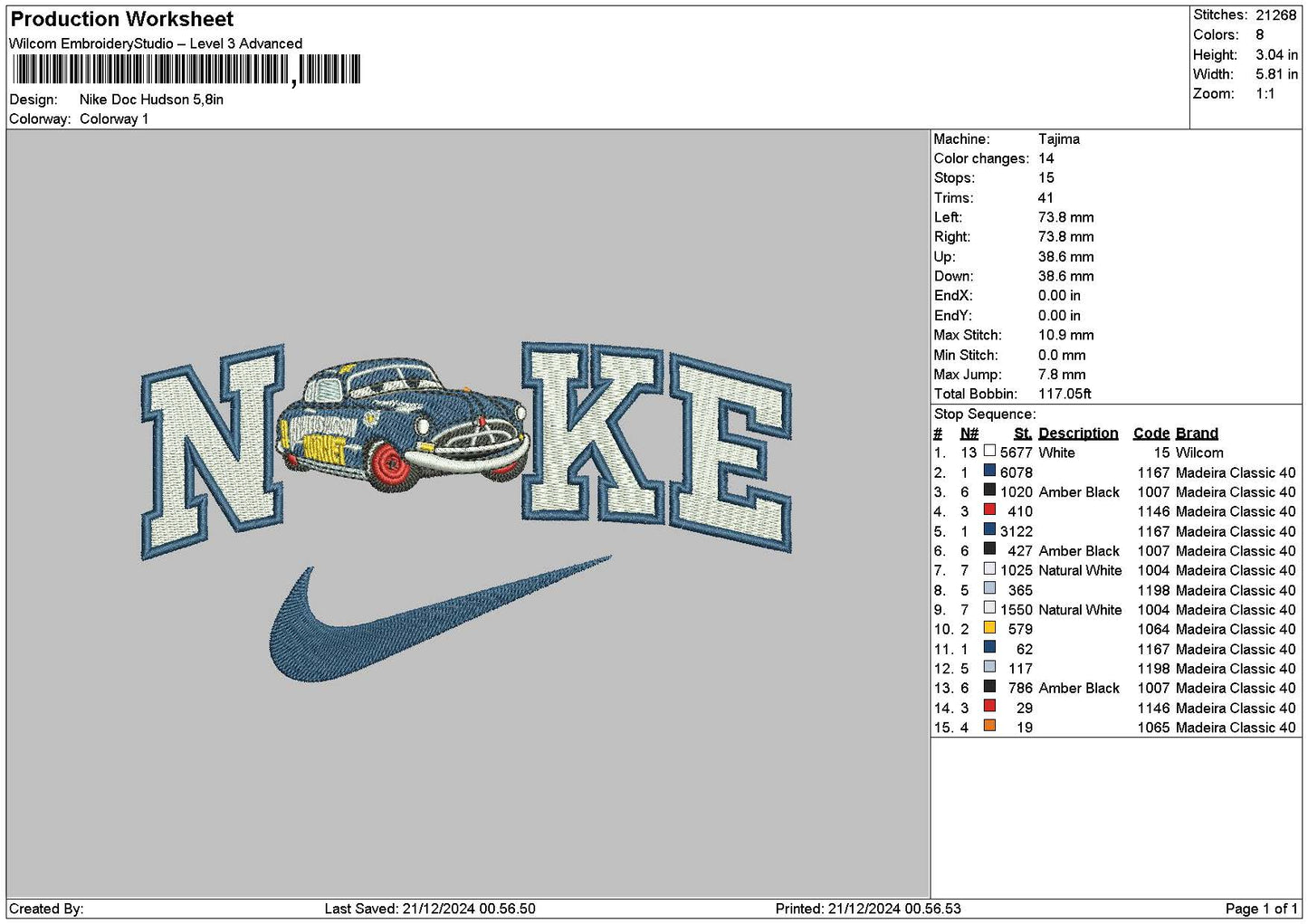 Nike Doc Embroidery File 6 sizes