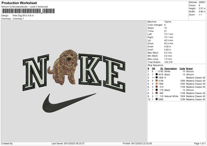 Nike Dog 0512 Embroidery File 6 sizes