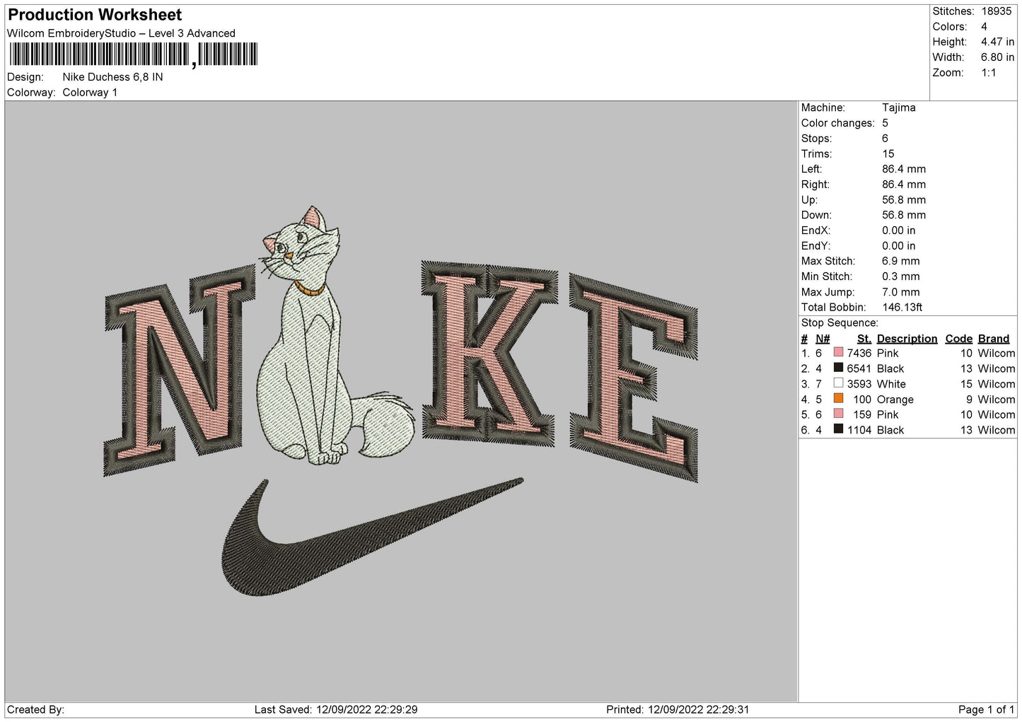 Nike Duchess Embroidery File 5 sizes