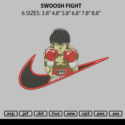Swoosh Fight Embroidery File 6 sizes