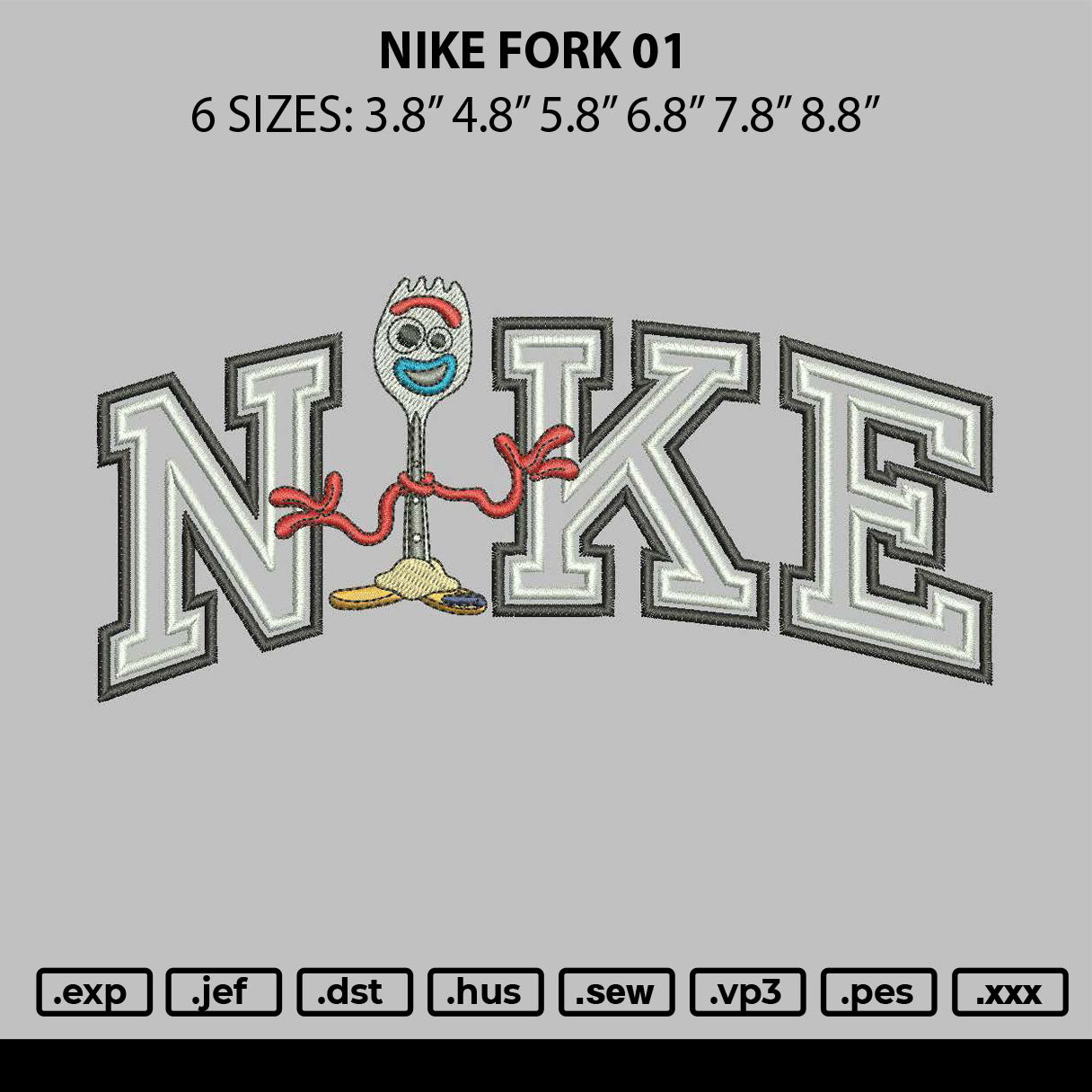 Nike Forky 01 Embroidery File 6 sizes