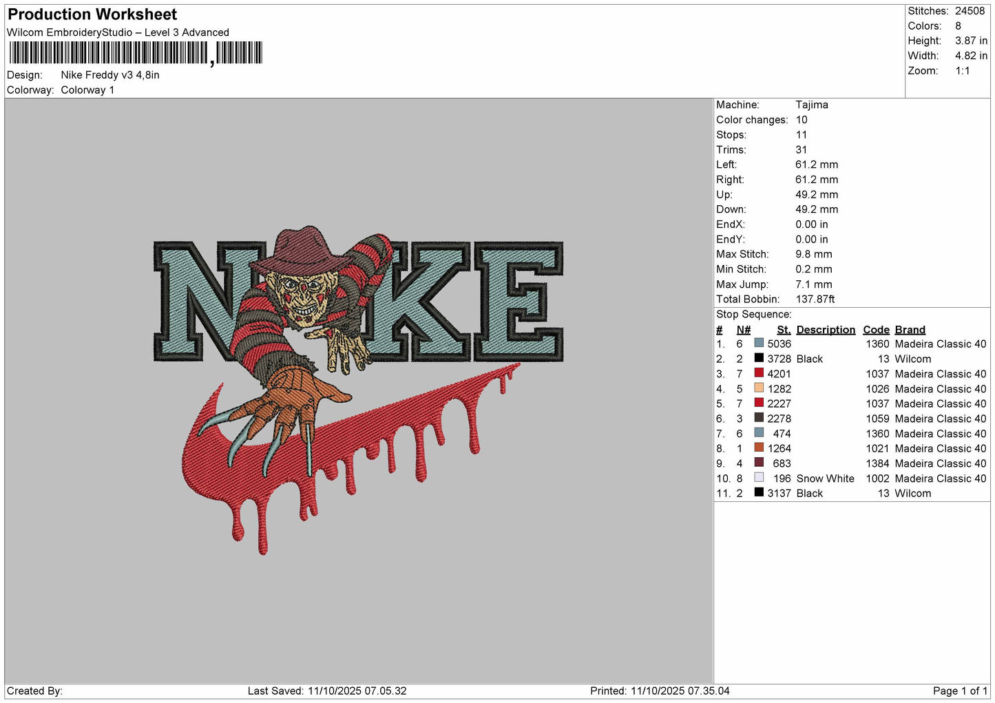 Nike Freddy V3 Embroidery File 7 sizes