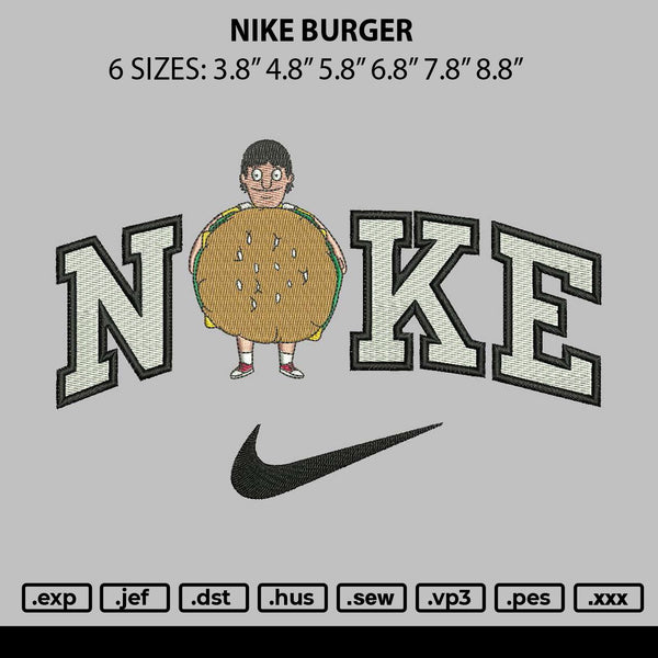 Nike Burger Embroidery File 6 sizes