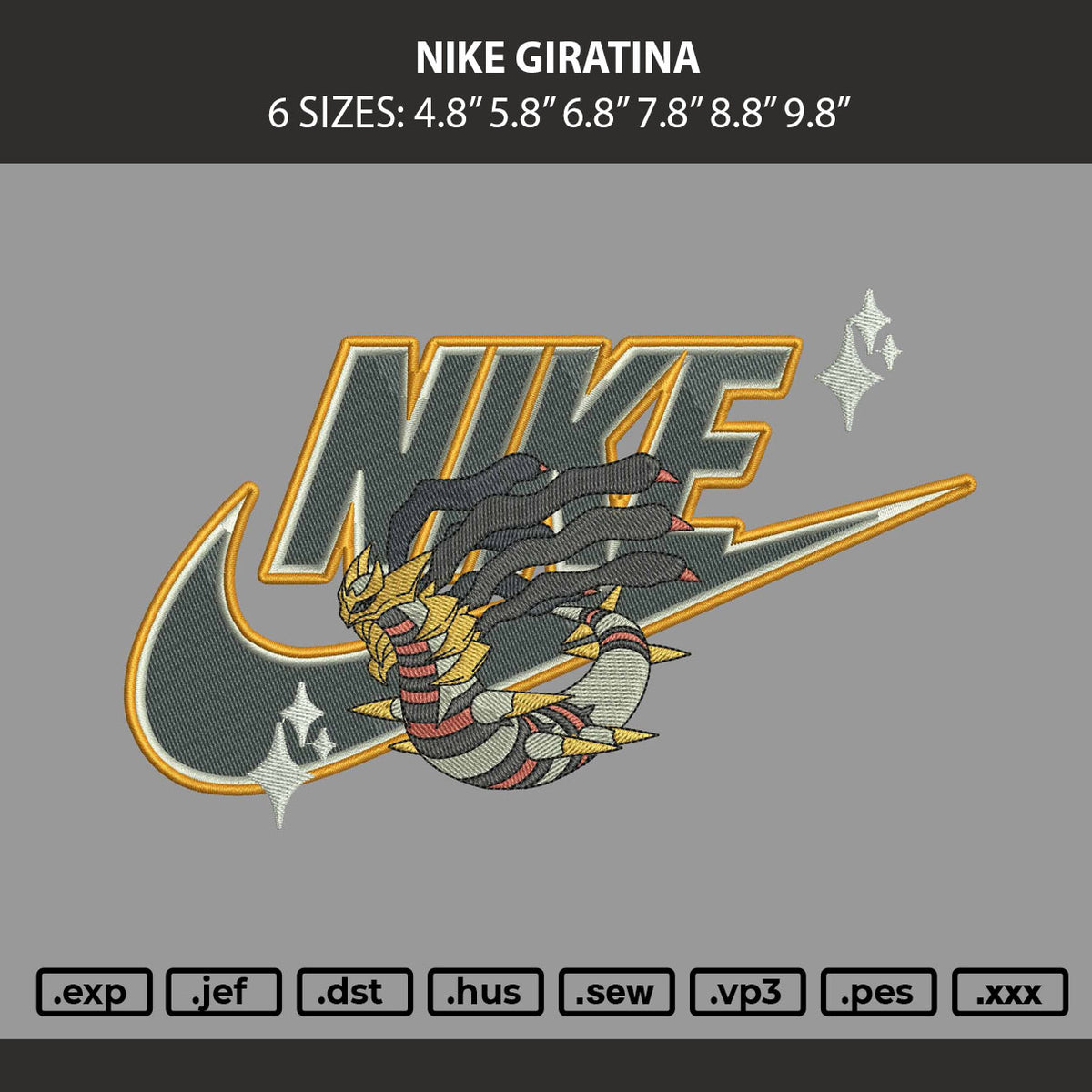 Nike Giratina Embroidery Machine Design File 6 sizes