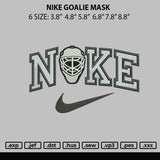 Nike Goalie Mask Embroidery File 6 sizes