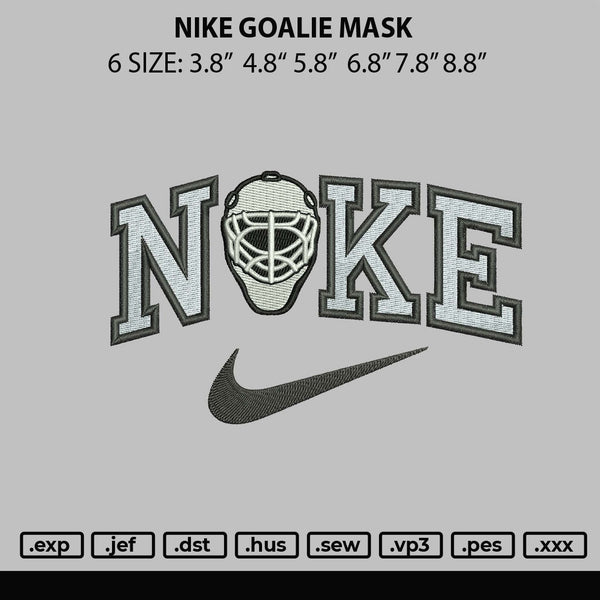 Nike Goalie Mask Embroidery File 6 sizes