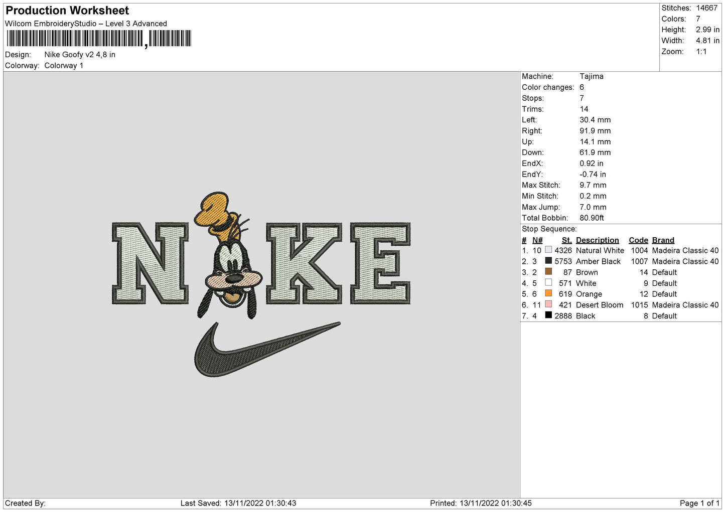Nike Goofy V2 Embroidery File 6 sizes