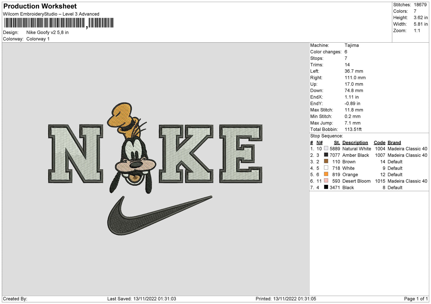 Nike Goofy V2 Embroidery File 6 sizes