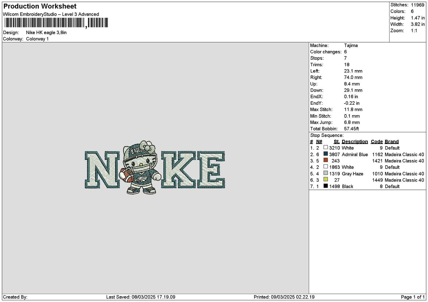 Nike Hk Eagle Embroidery File 6 sizes
