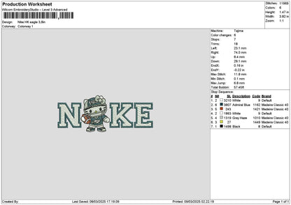 Nike Hk Eagle Embroidery File 6 sizes