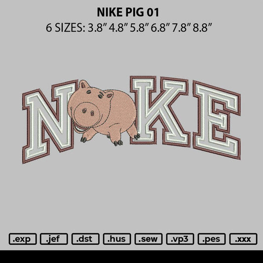 Nike Pig 01 Embroidery File 6 sizes