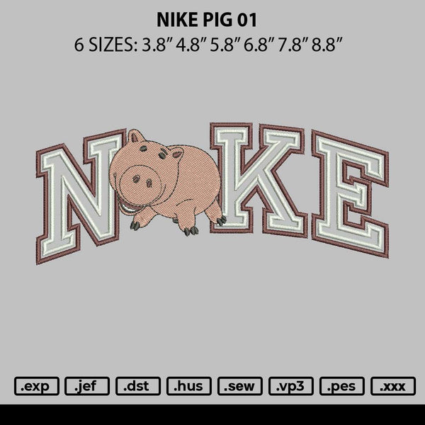 Nike Pig 01 Embroidery File 6 sizes