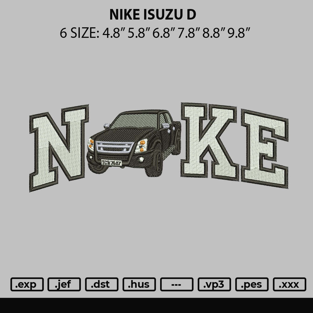 Nike Isuzu D Embroidery File 6 sizes