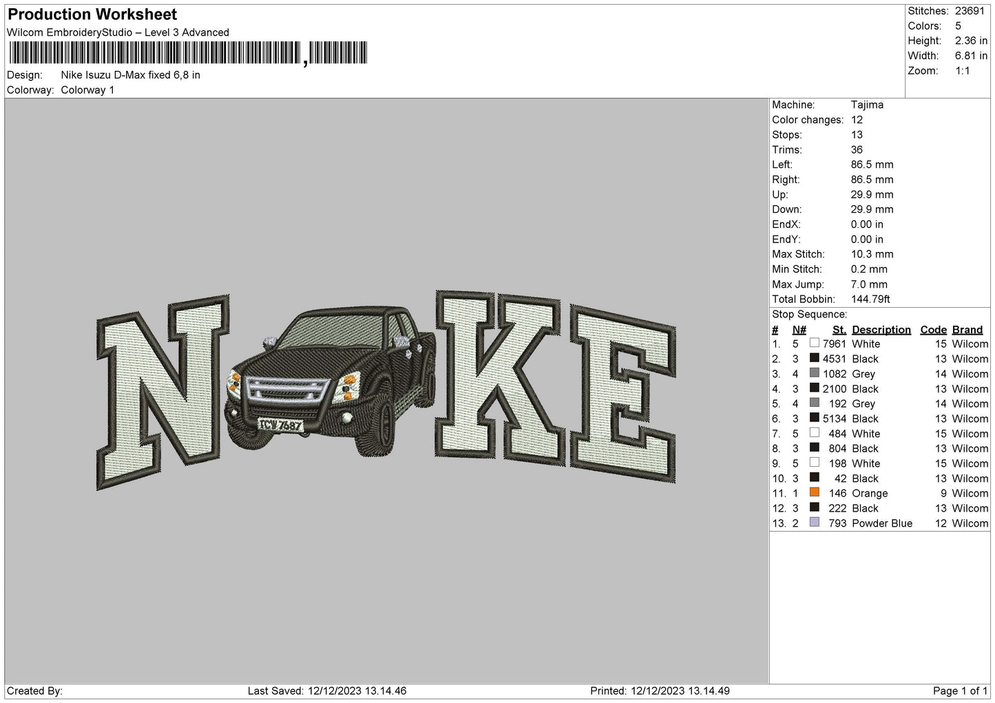 Nike Isuzu D Embroidery File 6 sizes