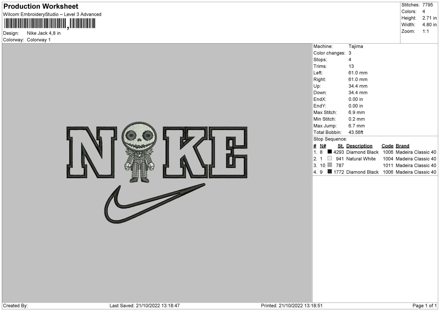 Nike Jack Chibi Embroidery File 6 sizes