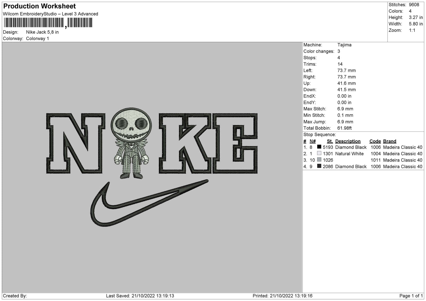 Nike Jack Chibi Embroidery File 6 sizes