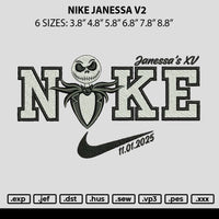 Nike Janessa V2 Embroidery File 6 sizes