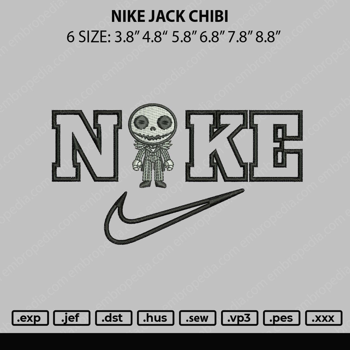 Nike Jack Chibi Embroidery File 6 sizes