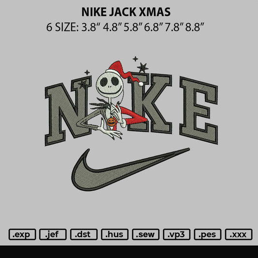 Nike Jack Xmas Embroidery File 6 sizes