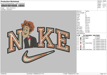 Nike Johny Embroidery File 6 sizes