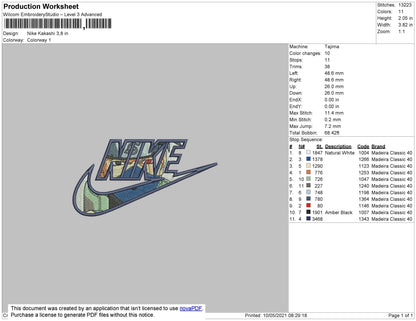 Nike Kakashi Embroidery File 7 size