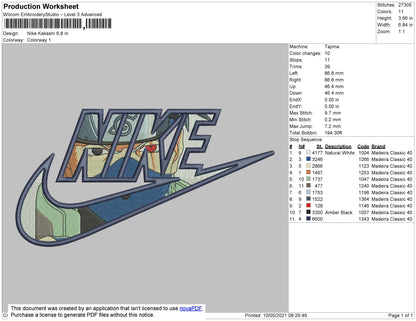 Nike Kakashi Embroidery File 7 size
