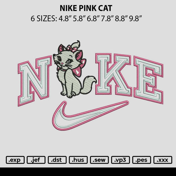 Nike Pink Cat Embroidery File 6 sizes