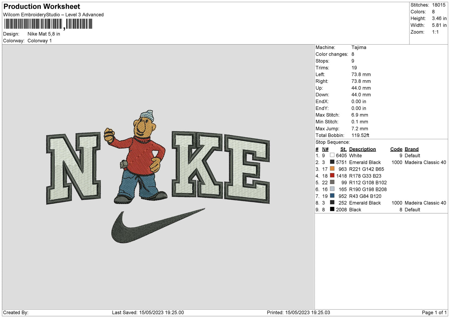 Nike Mat Embroidery File 6 sizes