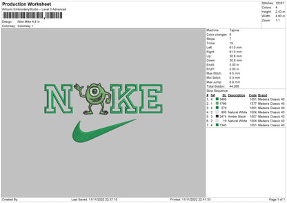 Nike Mike Embroidery File 6 sizes