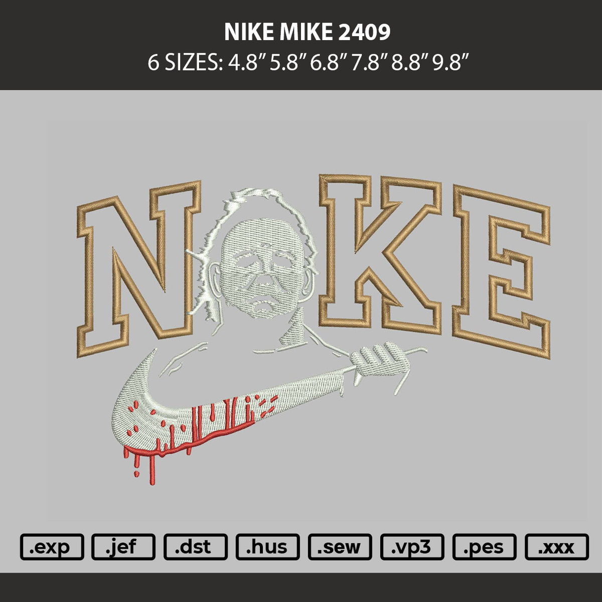 Nike Mike 2409 Embroidery Machine Design File 6 sizes