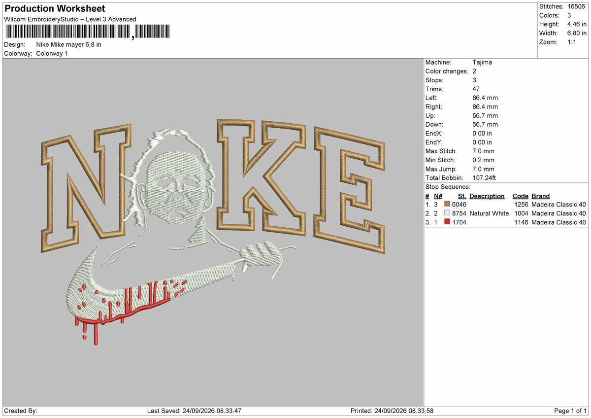 Nike Mike 2409 Embroidery Machine Design File 6 sizes