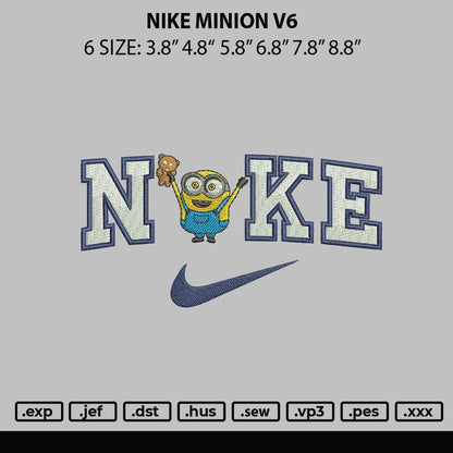 Nike Minion V6 Embroidery File 6 sizes