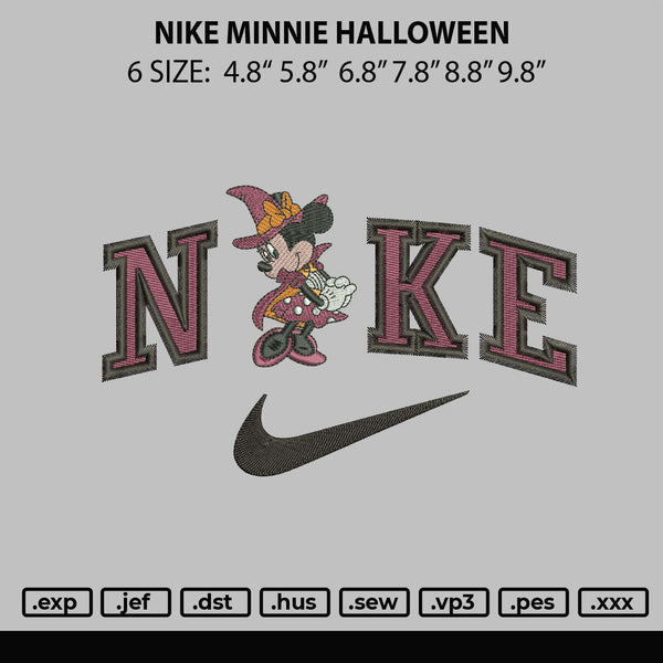 Nike Minnie Halloween Embroidery File 6 sizes