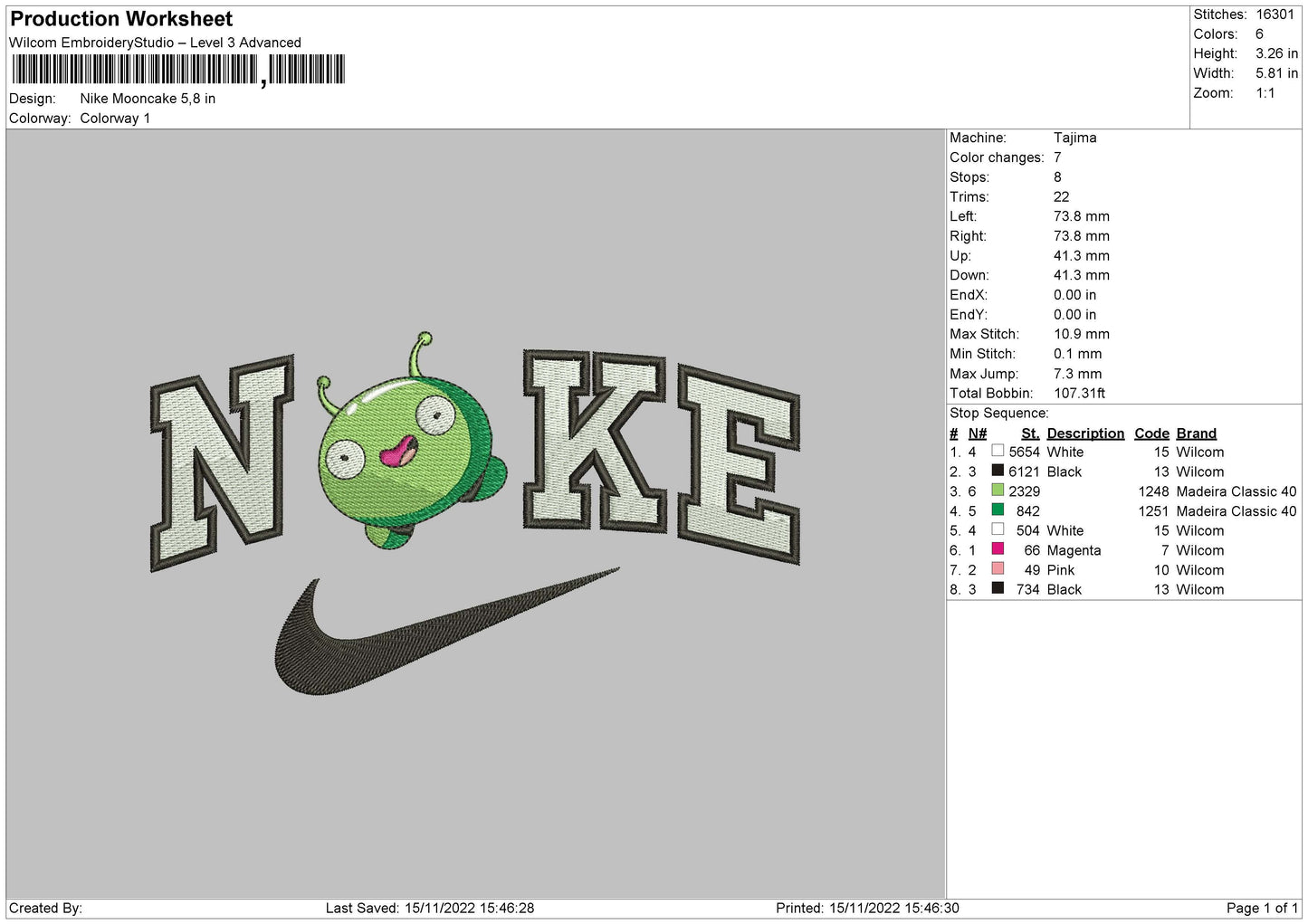 Nike Mooncake Embroidery File 6 sizes