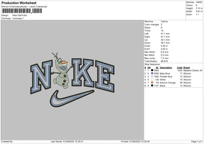 Nike Olaf 0108 Embroidery File 6 sizes