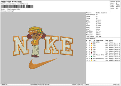 Nike Orange V3 Embroidery File 6 sizes