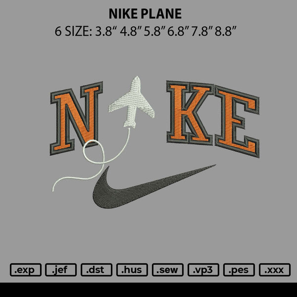 Nike Plane Embroidery File 6 sizes