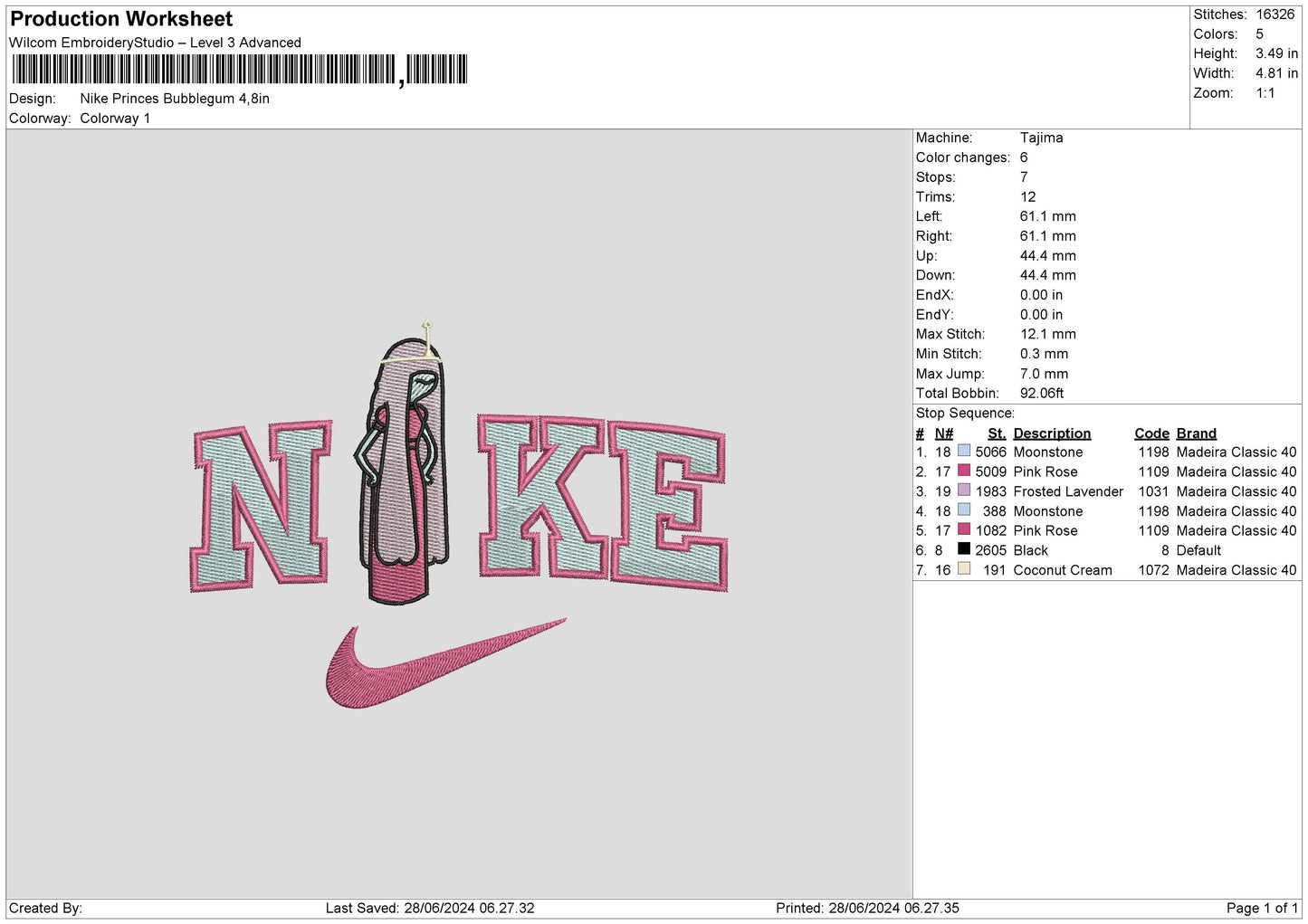 Nike Bubblegum Pink Embroidery File 6 sizes