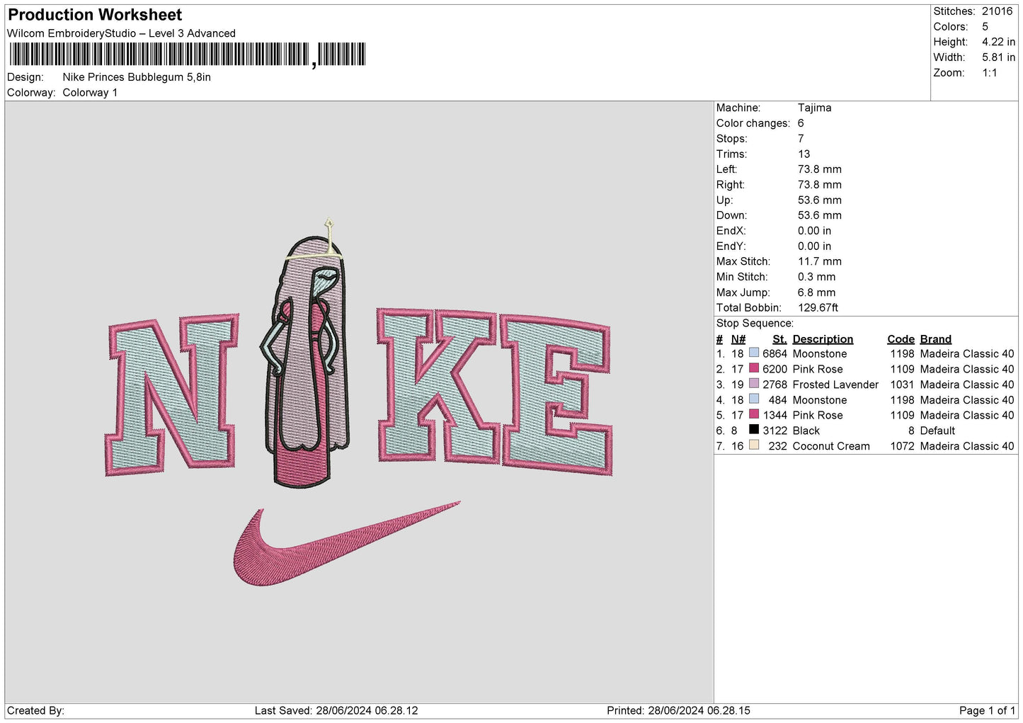 Nike Bubblegum Pink Embroidery File 6 sizes