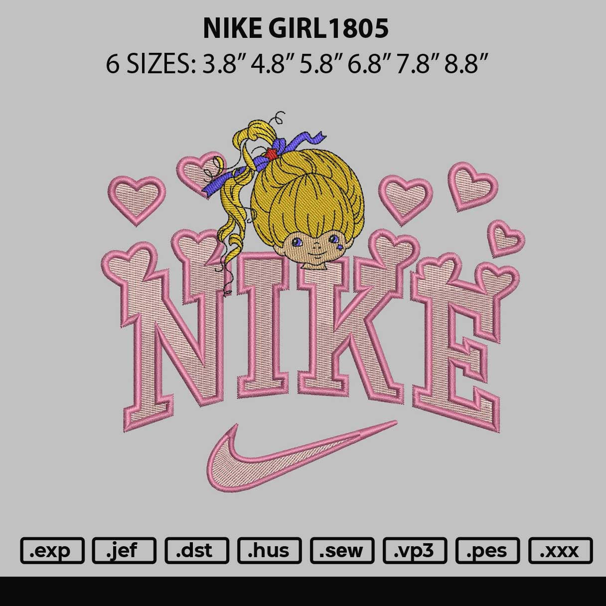 Nike Girl1805 Embroidery File 6 sizes