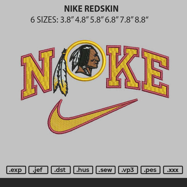 Nike Redskin Embroidery File 6 sizes