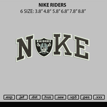 Nike Riders Embroidery File 6 sizes