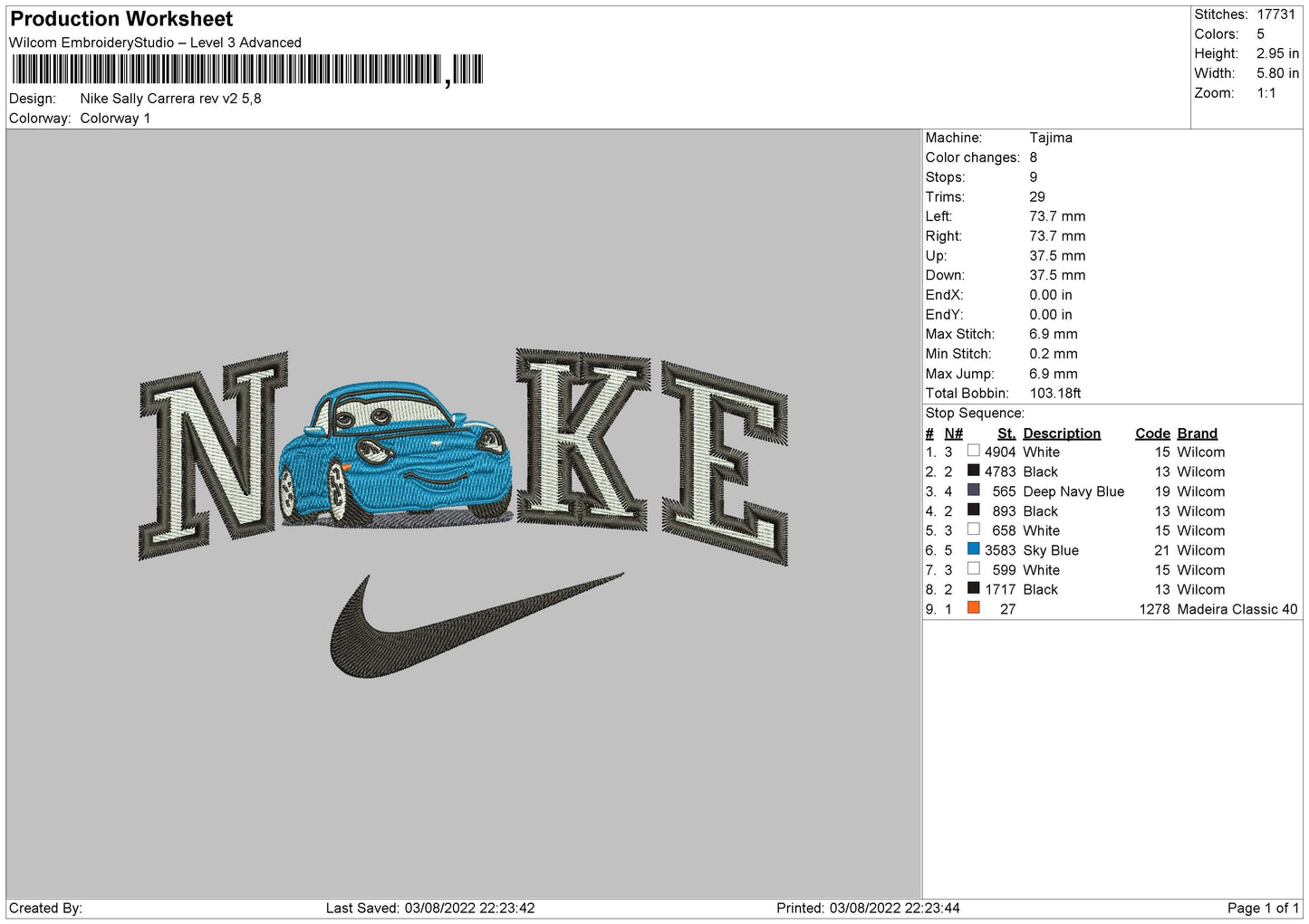 Nike Sally V2 Embroidery File 4 sizes