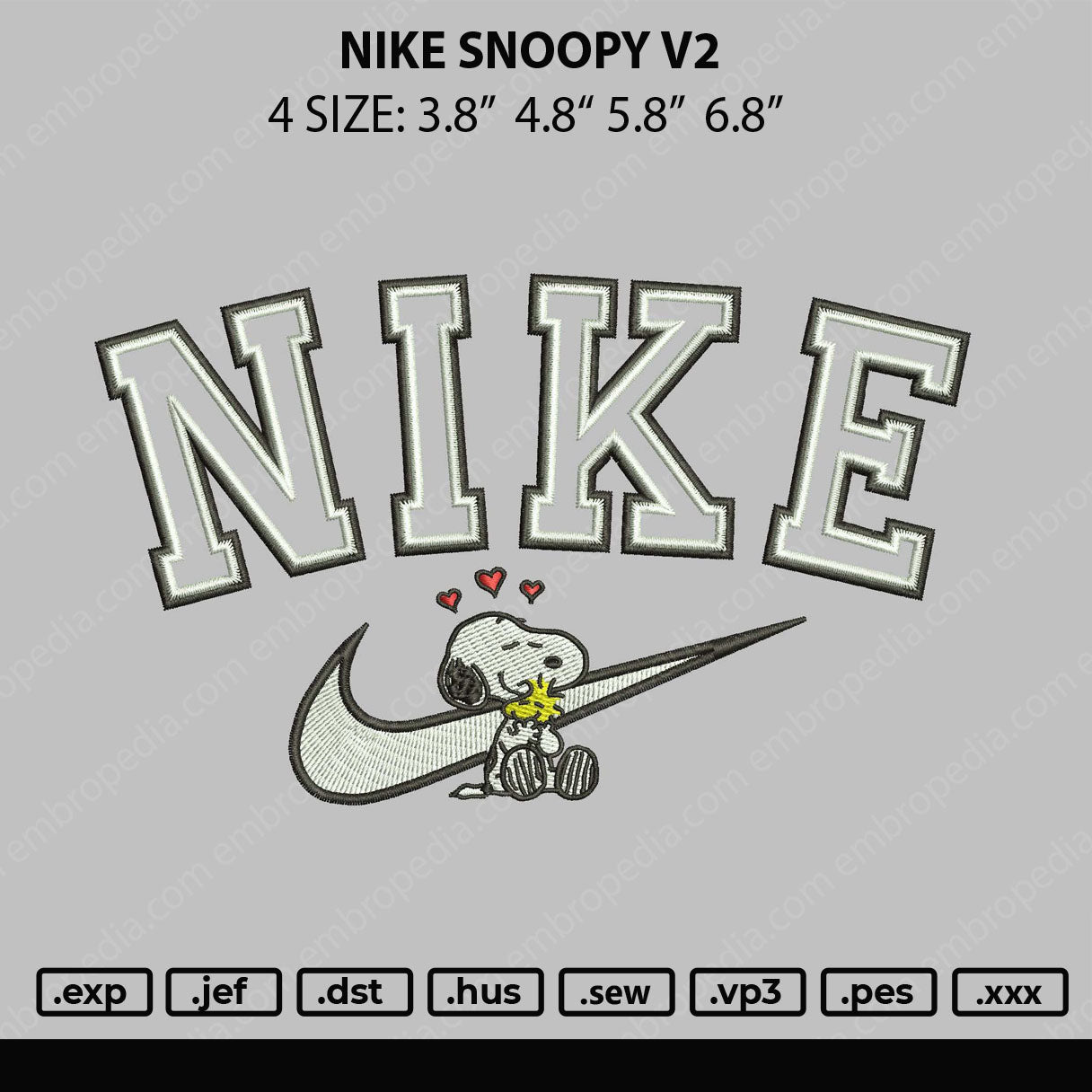 Nike Snoopy Embroidery File 4 size