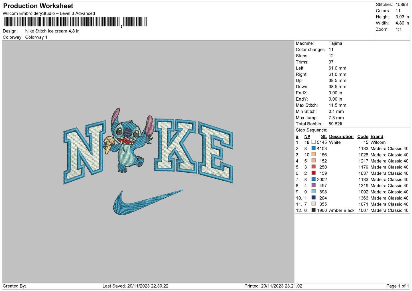 Nike Ice Stitch Embroidery File 6 sizes