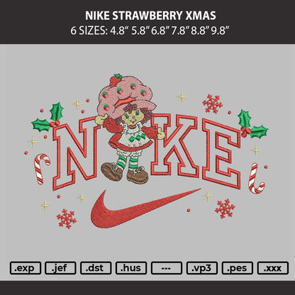 Nike Strawberry Xmas Embroidery Machine Design File 6 sizes