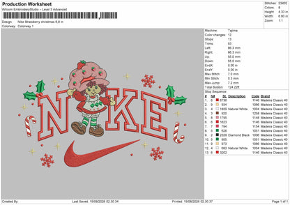 Nike Strawberry Xmas Embroidery Machine Design File 6 sizes
